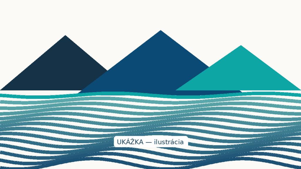 Ilustrácia vodnej nádrže lemovanej kopcovitým panoramou — všeobecná krajinná grafika pre výletnú tému.